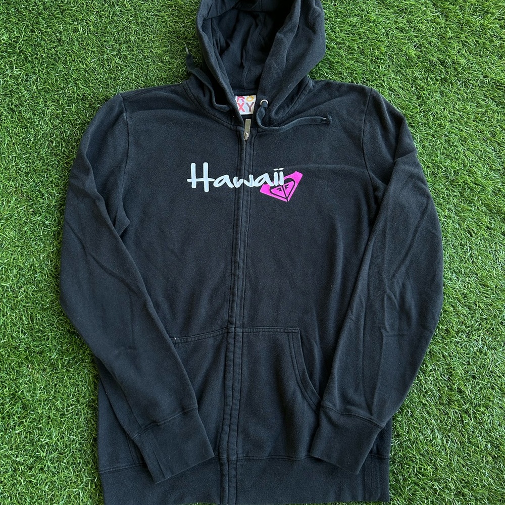 Y2K Roxy Black Hawaii “Quiksilver” Zip-Up Hoodie